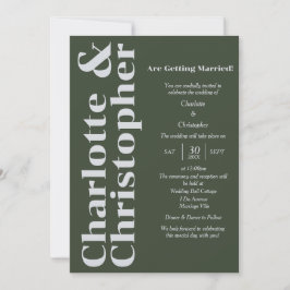 Blushing Love - Donkergroen & grijs modern Kaart