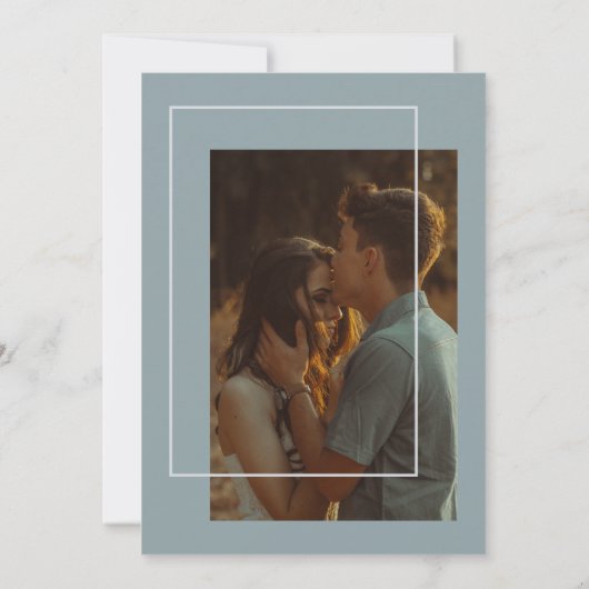 Blushing Love - Dusty Blue & Grey Modern Kaart (Achterkant)