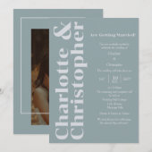 Blushing Love - Dusty Blue & Grey Modern Kaart (Voorkant / Achterkant)