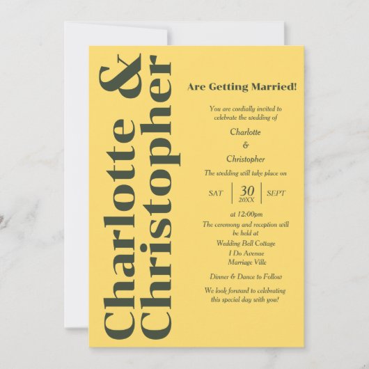 Blushing Love - Sunshine Yellow Modern Kaart (Voorkant)