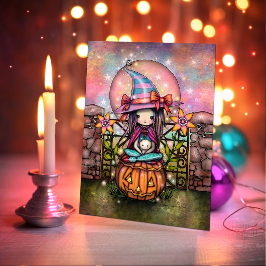 Blushing Moon Halloween Lieve Heks Kunst Kaart