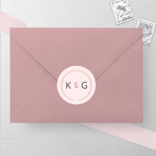 Blushing Ovaal Monogram Bruiloft Ronde Sticker