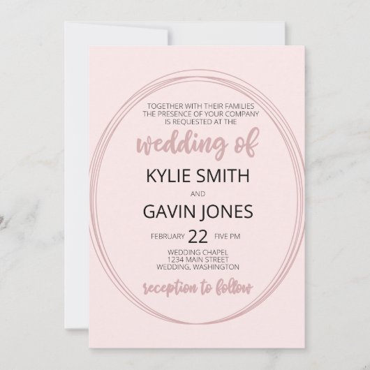 Blushing Ovale bruiloft uitnodiging (Voorkant)