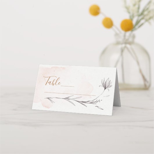 Blushing Peach Floral Waterverf Folal Place Card Plaatskaartje (Voorkant)