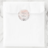 Blushing Peach Floral Wreath Wedding Ronde Sticker (Tas)