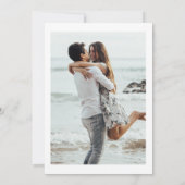 Blushing Peach Gray Floral Photo Weddenschap Kaart (Achterkant)