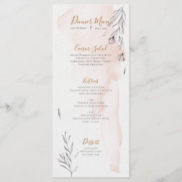 Blushing Peach Grey Waterverf Bruiloft Menu