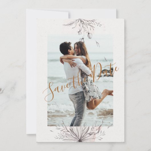 Blushing Peach Photo Flat Save the Date Kaart (Voorkant)