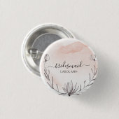 Blushing Peach Waterverf Bridesaid Ronde Button 3,2 Cm (Voorkant /achterkant)
