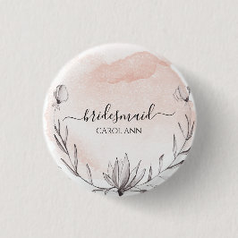 Blushing Peach Waterverf Bridesaid Ronde Button 3,2 Cm