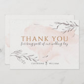 Blushing Peach Waterverf plat dank u kaart (Voorkant / Achterkant)