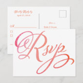 Blushing Peach Waterverf RSVP-Briefkaart Uitnodiging Briefkaart (Voorkant / Achterkant)