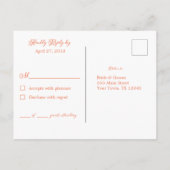 Blushing Peach Waterverf RSVP-Briefkaart Uitnodiging Briefkaart (Achterkant)