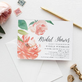 Blushing Peony | Bridal Shower-uitnodiging Kaart