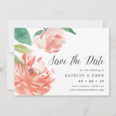 Blushing Peony Save the Date Kaart (Voorkant)