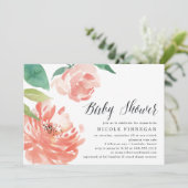 Blushing Peony | Uitnodiging tot Baby shower (Staand voorkant)
