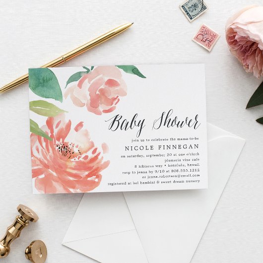 Blushing Peony | Uitnodiging tot Baby shower
