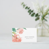 Blushing Peony | Waterverf Floral Visitekaartje (Staand voorkant)