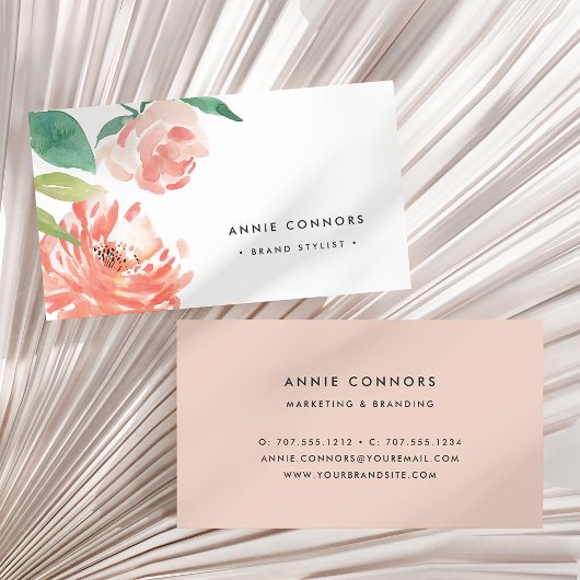 Blushing Peony | Waterverf Floral Visitekaartje