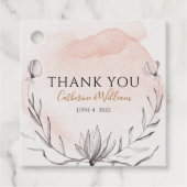 Blushing perzik bloemenkrans Waterverf Bedankjes Labels (Voorkant)