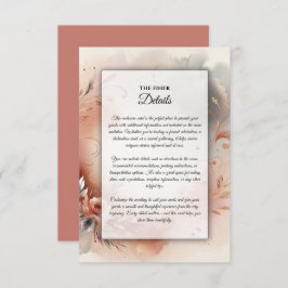 Blushing Petals and Silver Swirls Wedding Informatiekaartje