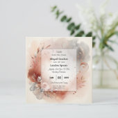 Blushing Petals and Silver Swirls Wedding Kaart (Staand voorkant)