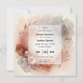 Blushing Petals and Silver Swirls Wedding Kaart (Voorkant)