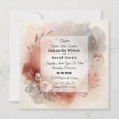 Blushing Petals and Silver Swirls Wedding Kaart (Voorkant)
