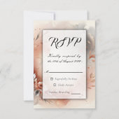 Blushing Petals and Silver Swirls Wedding RSVP Kaartje (Voorkant)