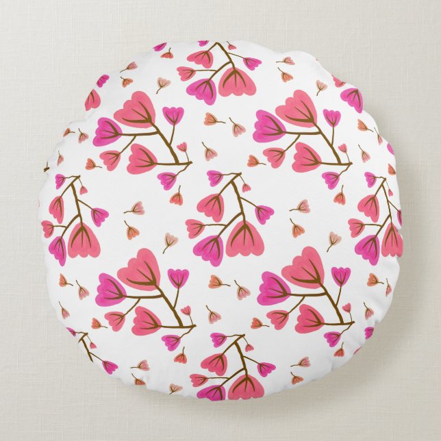Blushing Petals Round Accent Pillow Rond Kussen (Voorkant)