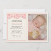 Blushing Pink Daptism Foto uitnodiging (Voorkant)