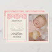 Blushing Pink Daptism Foto uitnodiging (Voorkant / Achterkant)