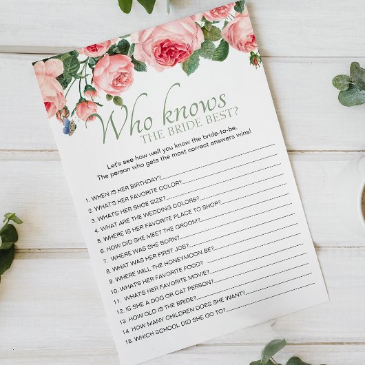 Blushing Pink Floral Game die de beste bride kent Flyer