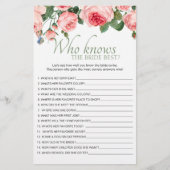 Blushing Pink Floral Game die de beste bride kent Flyer (Voorkant)
