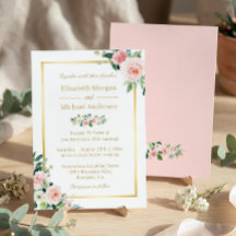 Blushing Pink Floral Gold Lijst Elegant Weddenscha