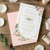 Blushing Pink Floral Gold Lijst Elegant Weddenscha Kaart