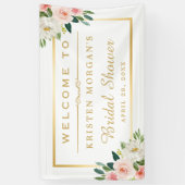 Blushing Pink Floral Gold Lijst Vrijgezellenfeest Spandoek (Verticaal)