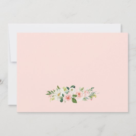 Blushing Pink Floral Gold Lijst Weddenschap Save The Date (Achterkant)