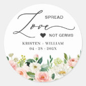 Blushing Pink Floral Hand Sanitizer Weddenschap Ronde Sticker (Voorkant)