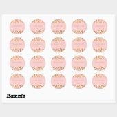 Blushing Pink & Gold Faux Folie Confetti Stippen F Ronde Sticker (Vel)