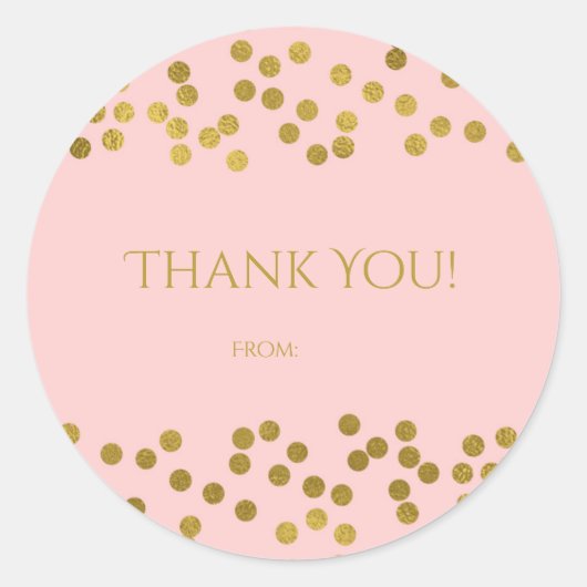 Blushing Pink & Gold Faux Folie Confetti Stippen F Ronde Sticker (Voorkant)
