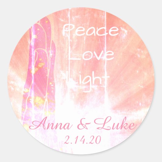 *~* Blushing Pink Healing Energy Handstralen Ronde Sticker (Voorkant)