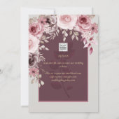 Blushing Pink Maroon Floral Wedding BEWAART DATUM Kaart (Achterkant)