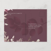 Blushing Pink Maroon Floral Wedding RSVP Briefkaart (Achterkant)