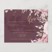 Blushing Pink Maroon Floral Wedding RSVP Briefkaart (Voorkant)