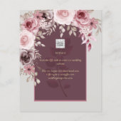 Blushing Pink Maroon Floral Wedding SAVE THE DATE Flyer (Achterkant)