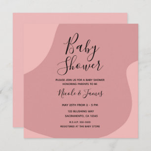Blushing Pink Mauve Modern Minimaal Baby shower Kaart