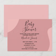 Blushing Pink Mauve Modern Minimal Baby shower Inv