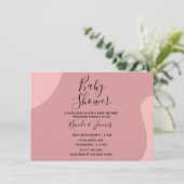 Blushing Pink Mauve Modern Minimal Baby shower Inv Kaart (Staand voorkant)