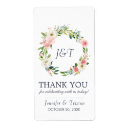 Blushing Roos Navy Blush Bloemen Bruiloft Dank u Etiket